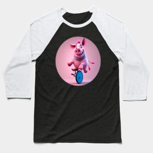 Happy Rhino on a unicycle Baseball T-Shirt